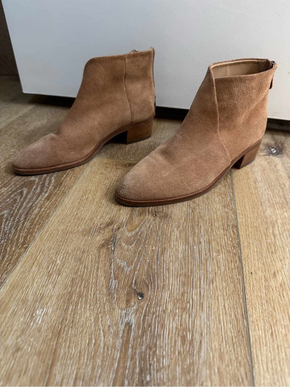 Soludos Suede Ankle Booties in Camel